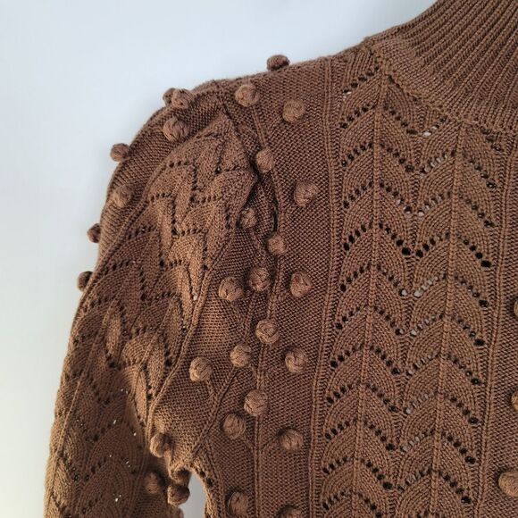 Tularosa Achilles sweater chocolate brown pompom from Revolve. Sold out online - Picture 6 of 12